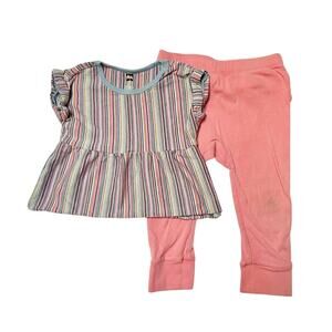 Tea Collection Peplum Top and Ruffle Pants Outfit Size 2T